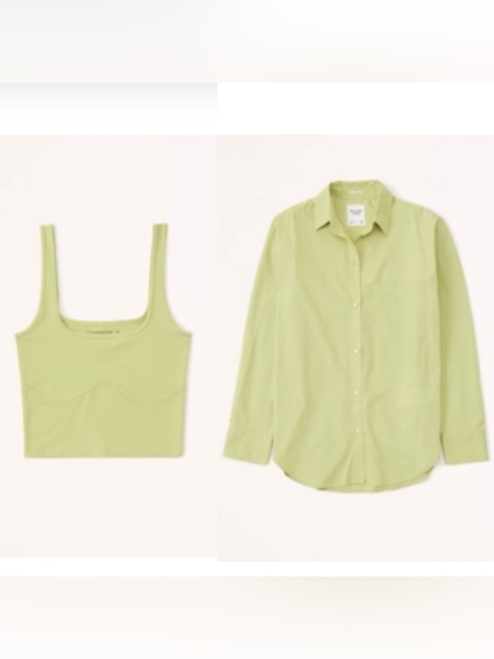 Abercrombie & Fitch Oversized button-up Poplin shirt & seamless corset tank-lime